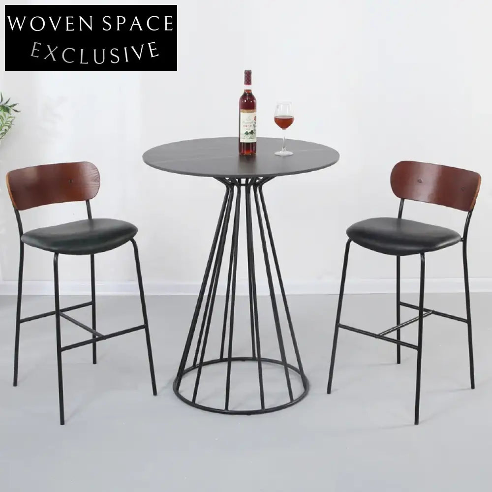 Modern Industrial Metal Plywood Counter Height High Bar Stool