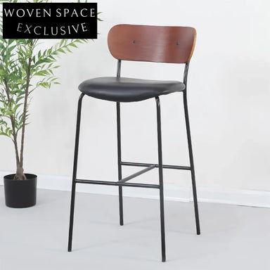 Modern Industrial Metal Plywood Counter Height High Bar Stool