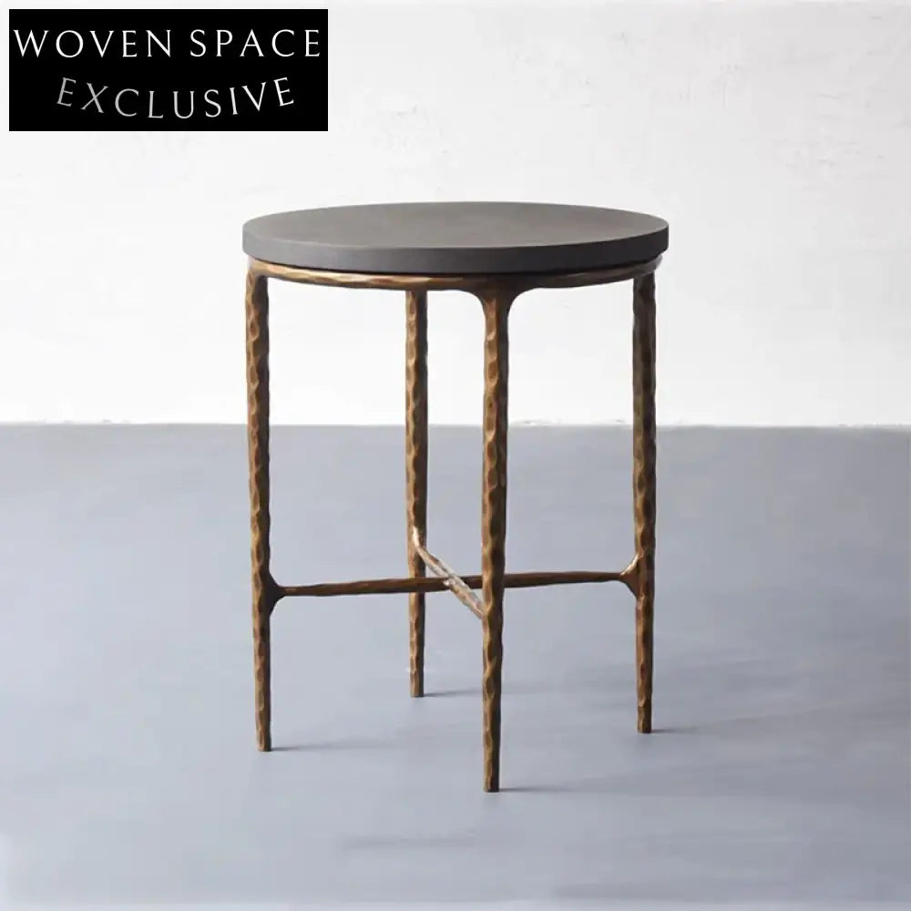 Modern Industrial Round Cement Coffee Table Set with Metal Base