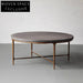 Modern Industrial Round Cement Coffee Table Set with Metal Base