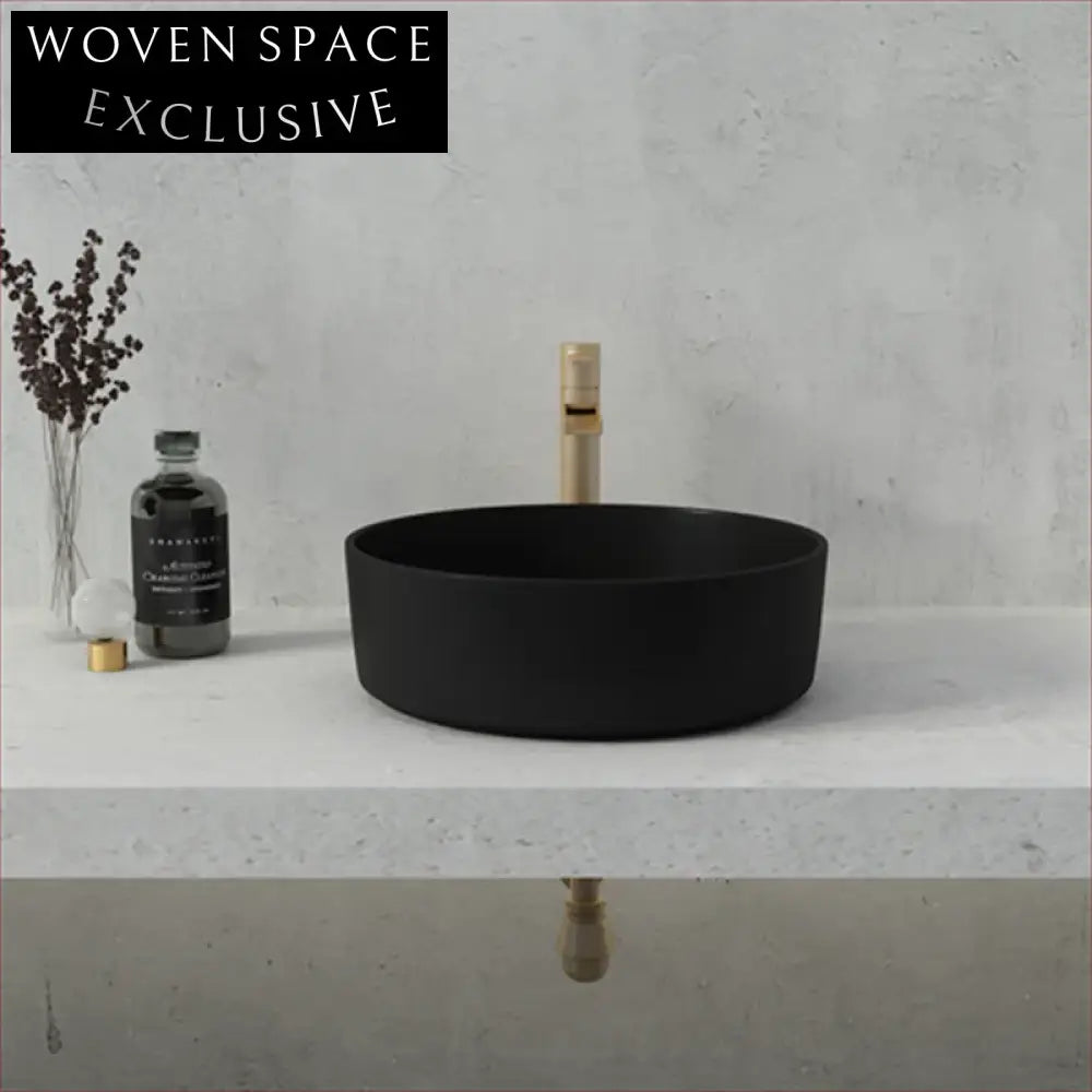 Modern Industrial Round Concrete Vessel Light Grey Bathroom Countertop Sink