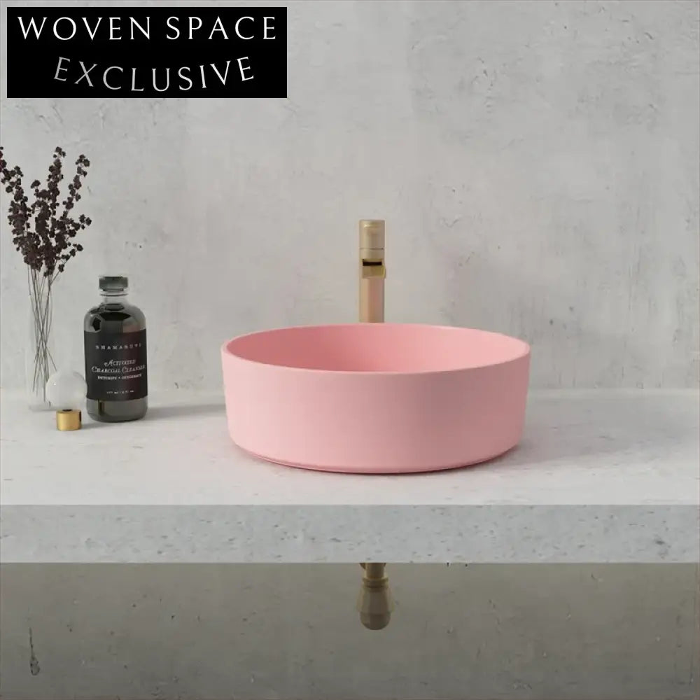 Modern Industrial Round Concrete Vessel Light Grey Bathroom Countertop Sink