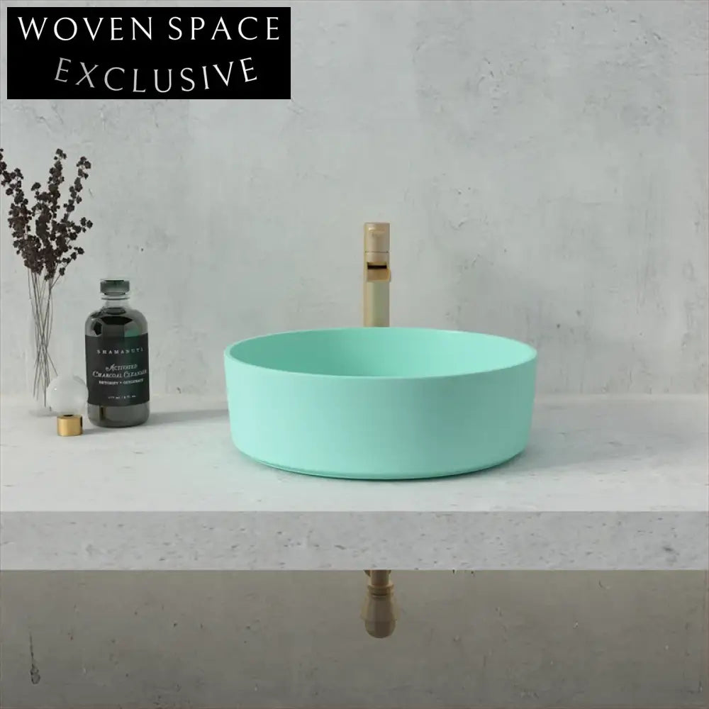 Modern Industrial Round Concrete Vessel Light Grey Bathroom Countertop Sink