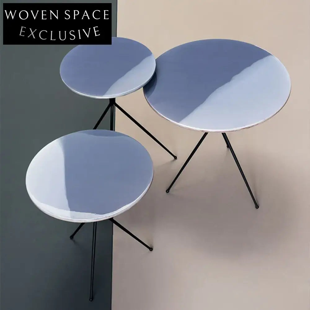 Modern Industrial Round Metal Coffee Table for Living Room Home, Minimalist Style