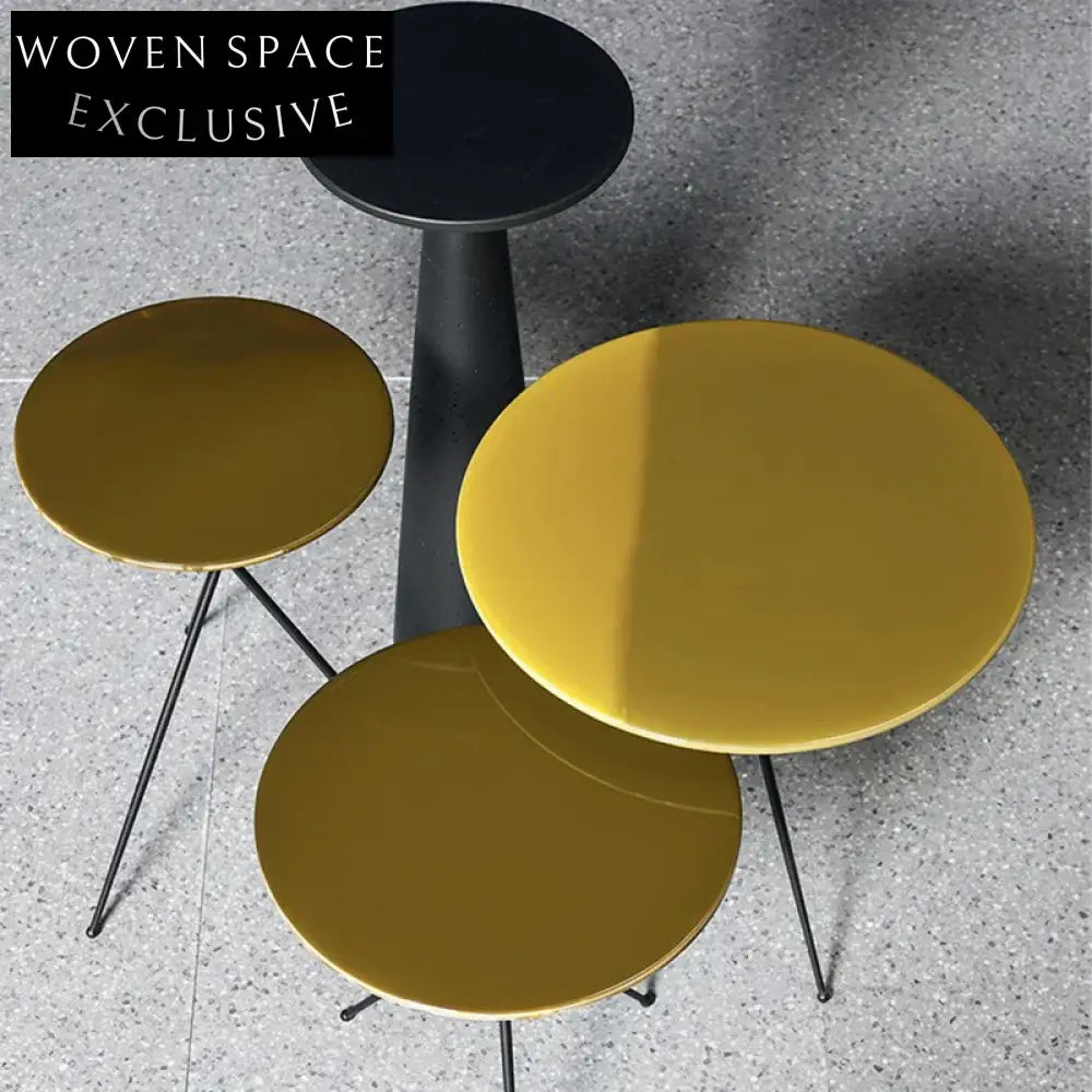 Modern Industrial Round Metal Coffee Table for Living Room Home, Minimalist Style