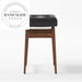 Modern Industrial Solid Wood Bar Stool with Black Leather Seat