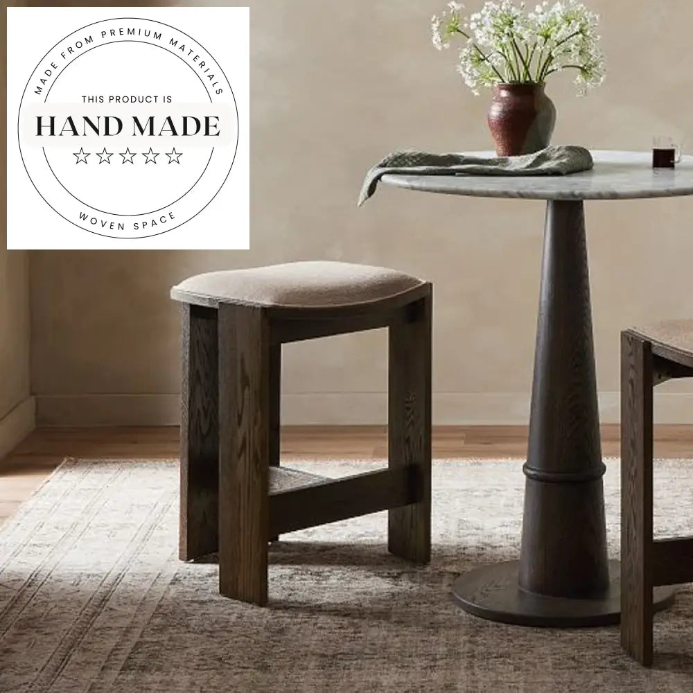 Modern Industrial Solid Wood Counter Height Bar Stool for Kitchen