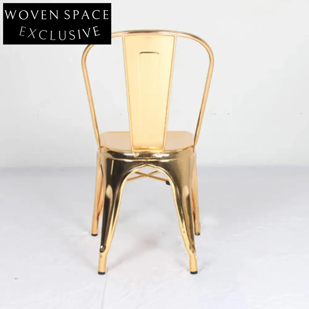 Modern Industrial Stacking Dining Chair Rose Gold Metal Frame Bistro Style