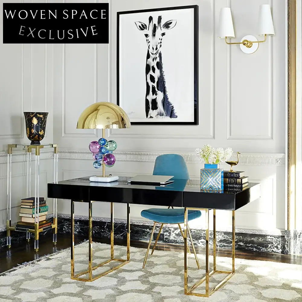 Modern Industrial Wooden Top Dining Table, Stainless Steel Base, Drawers