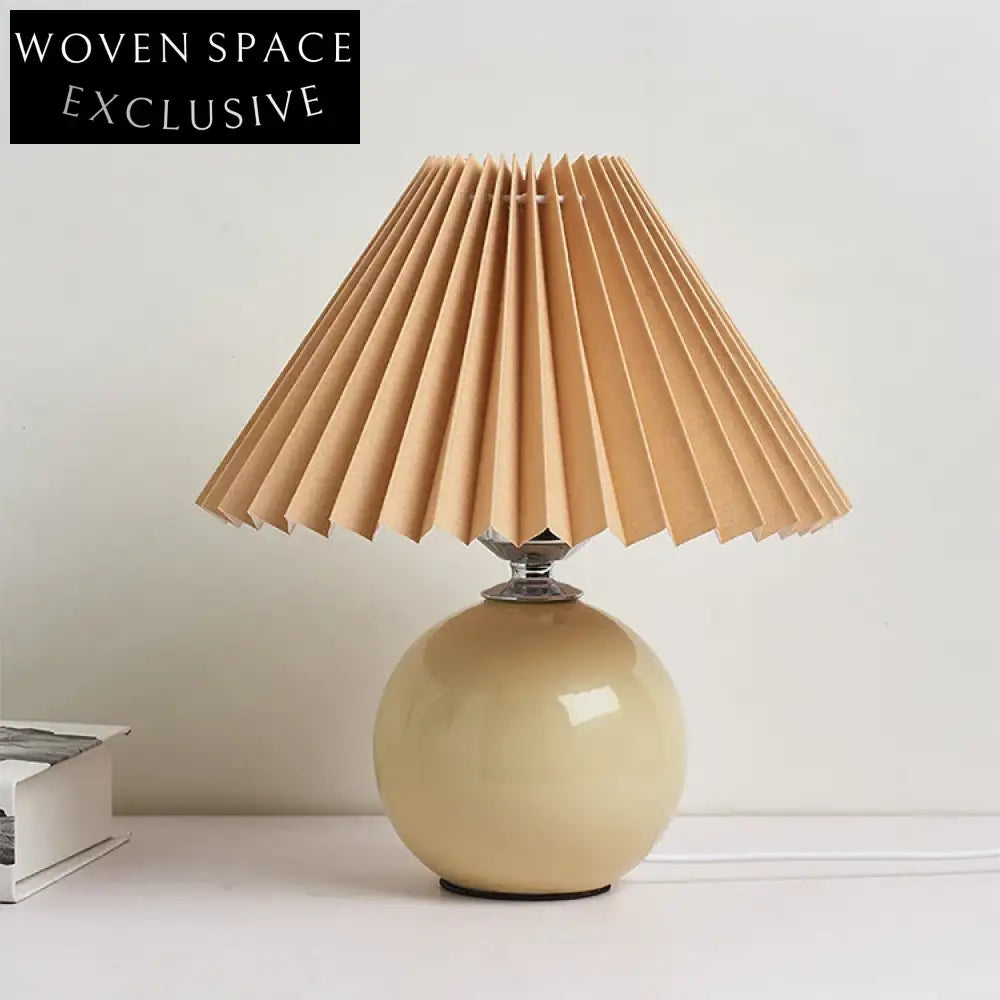 Modern INS Style Ceramic Base Table Lamp with Paper Shade Night Light