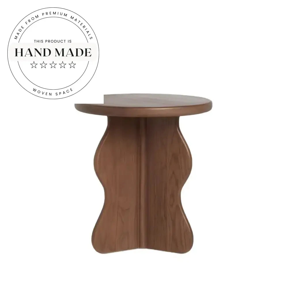 Modern Interior Brown Solid Wood Round Living Room Sofa Side Table