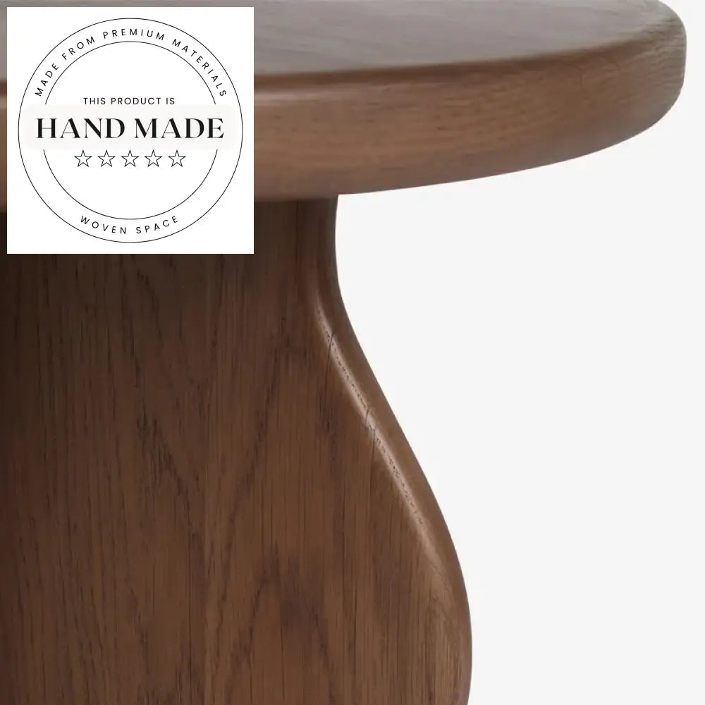 Modern Interior Brown Solid Wood Round Living Room Sofa Side Table