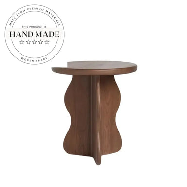 Modern Interior Brown Solid Wood Round Living Room Sofa Side Table