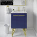 Modern Iron Frame Bathroom Vanity, Wooden Drawer Cabinet with Mirror & Legs