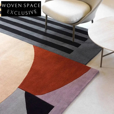 Modern Irregular Block Polyester Rug for Living Room, High-End Style Carpet
