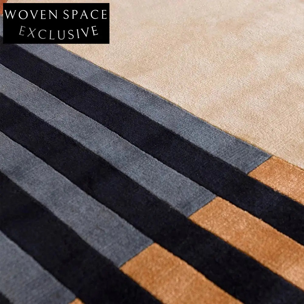 Modern Irregular Block Polyester Rug for Living Room, High-End Style Carpet