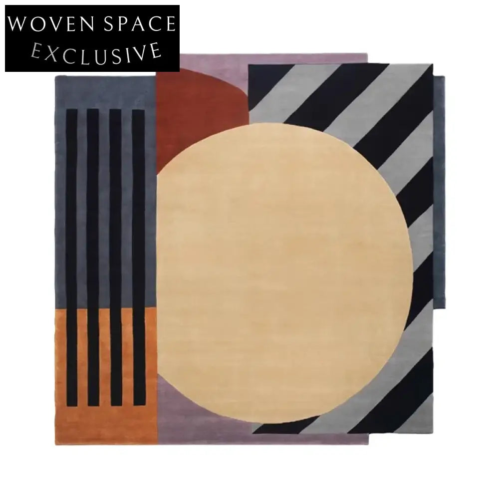 Modern Irregular Block Polyester Rug for Living Room, High-End Style Carpet