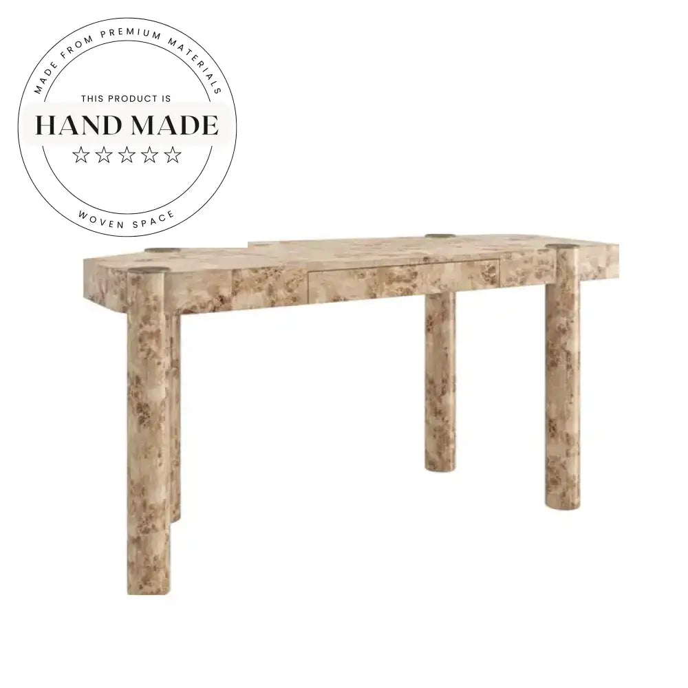 Modern Irregular Burl Wood Executive Round Column Office Desk