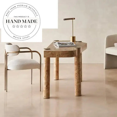 Modern Irregular Burl Wood Executive Round Column Office Desk