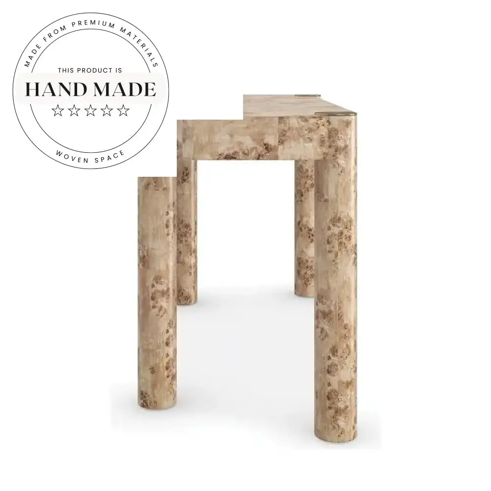 Modern Irregular Burl Wood Executive Round Column Office Desk