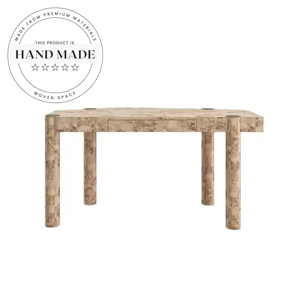 Modern Irregular Burl Wood Executive Round Column Office Desk