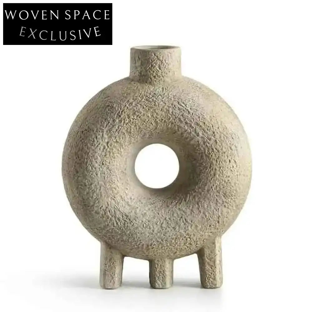 Modern Irregular Ceramic Tabletop Accent Decor Vase with Unique Hole