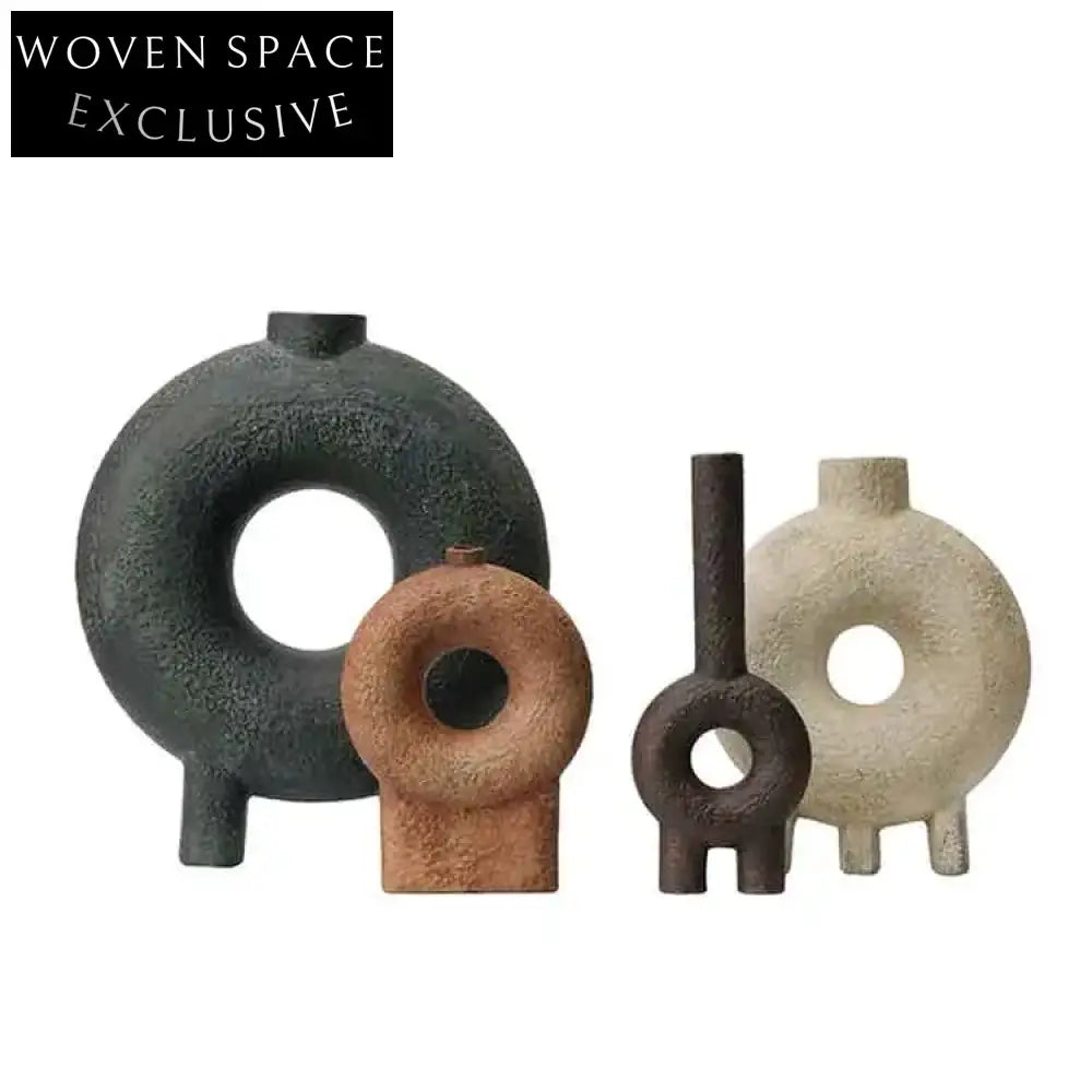 Modern Irregular Ceramic Tabletop Accent Decor Vase with Unique Hole