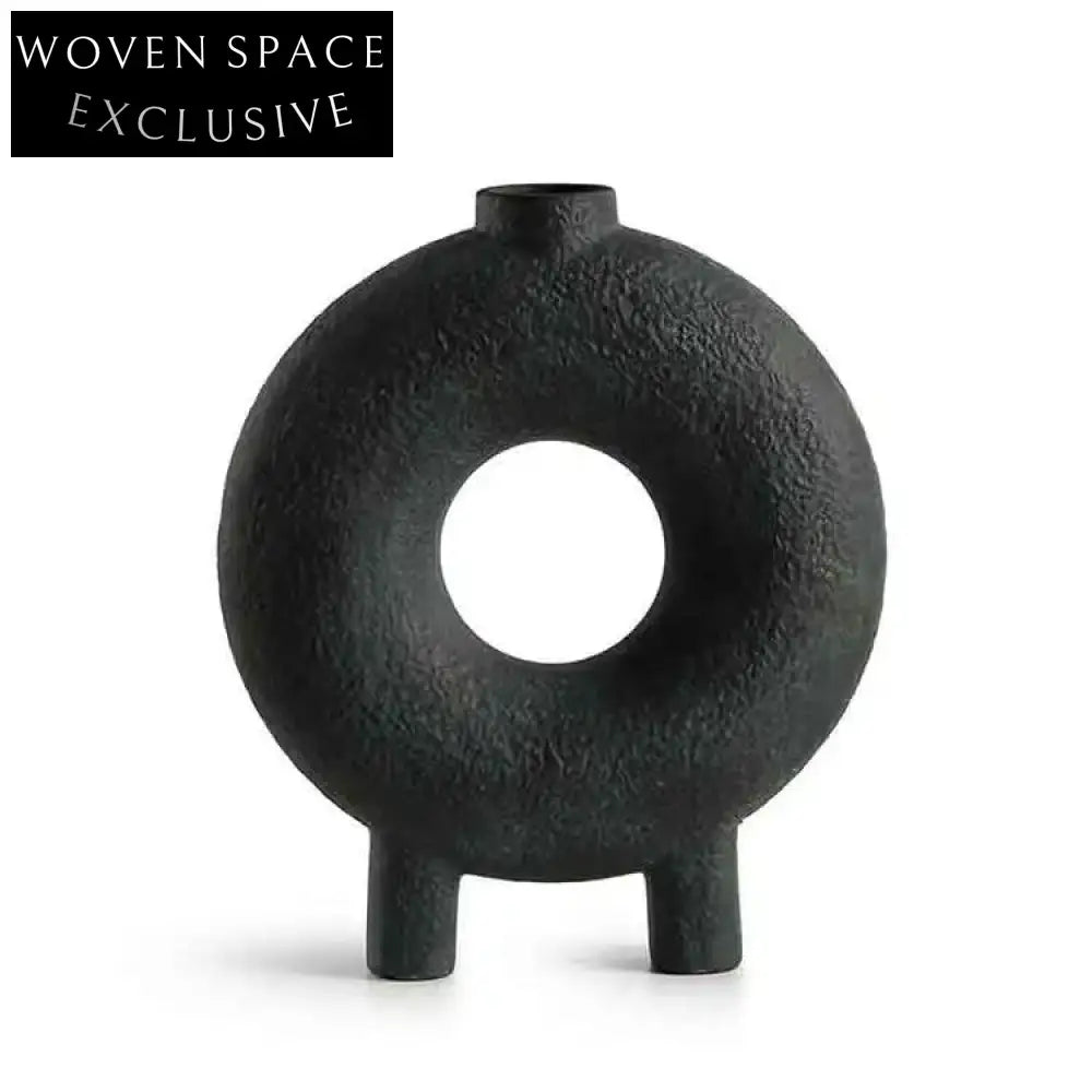 Modern Irregular Ceramic Tabletop Accent Decor Vase with Unique Hole