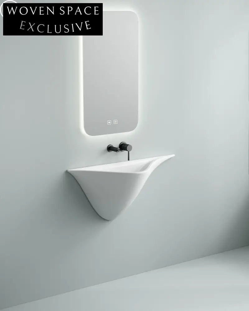 Modern Irregular Ceramic Wall-Mounted Bathroom Wash Basin - Sleek Design