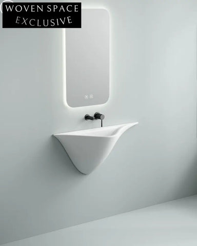 Modern Irregular Ceramic Wall-Mounted Bathroom Wash Basin - Sleek Design