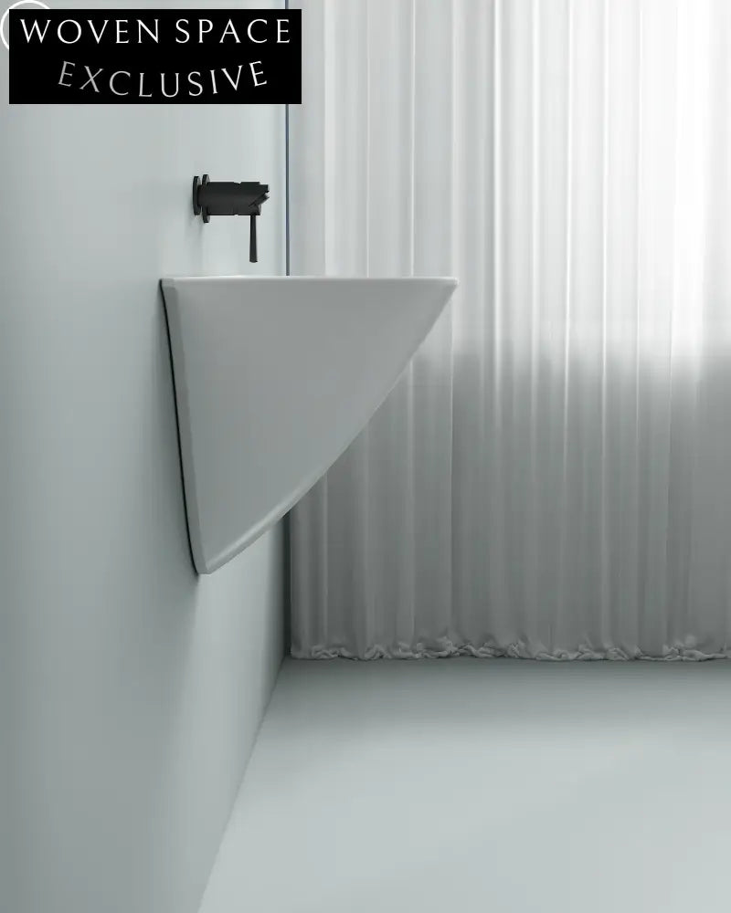 Modern Irregular Ceramic Wall-Mounted Bathroom Wash Basin - Sleek Design