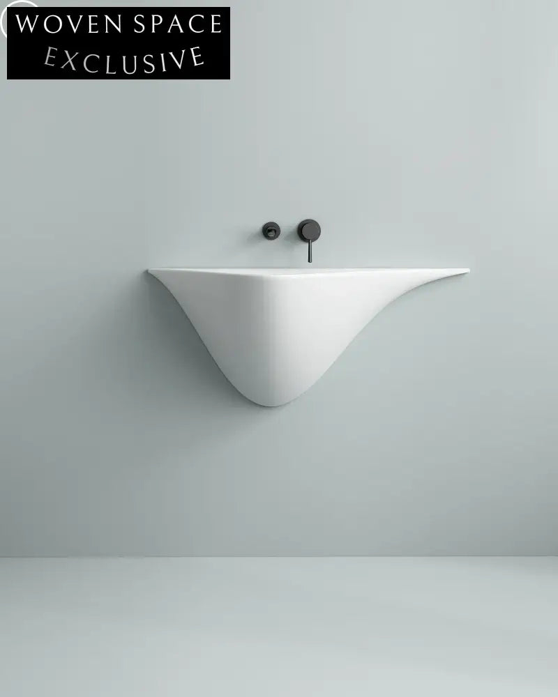 Modern Irregular Ceramic Wall-Mounted Bathroom Wash Basin - Sleek Design