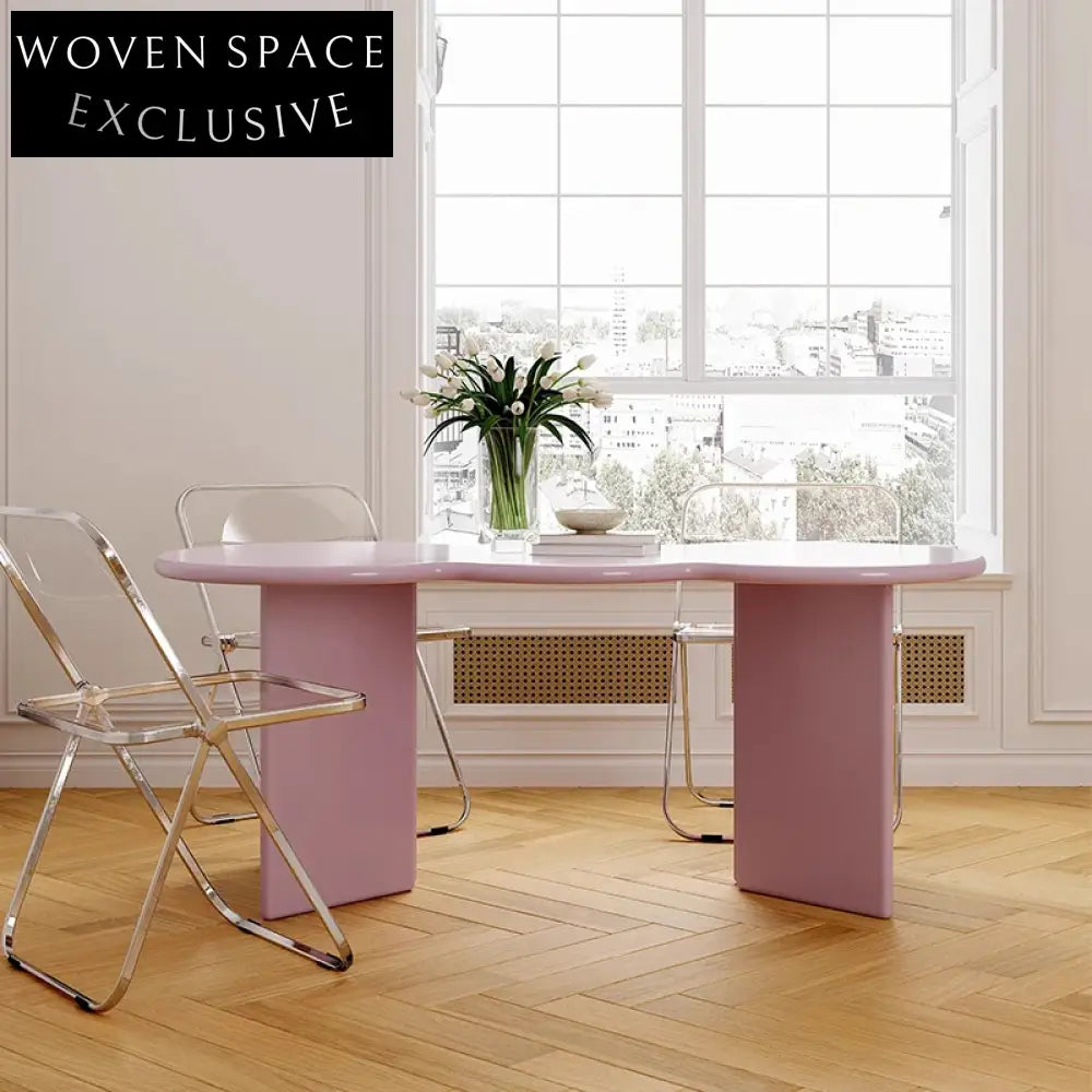 Modern Irregular Edge Solid Pine Wood Dining Table for Home Office