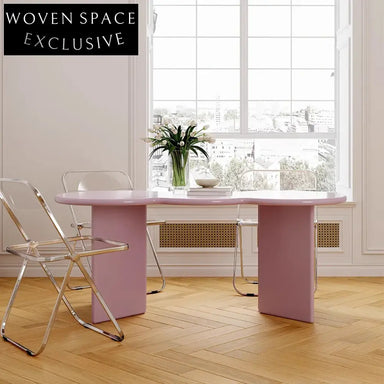 Modern Irregular Edge Solid Pine Wood Dining Table for Home Office