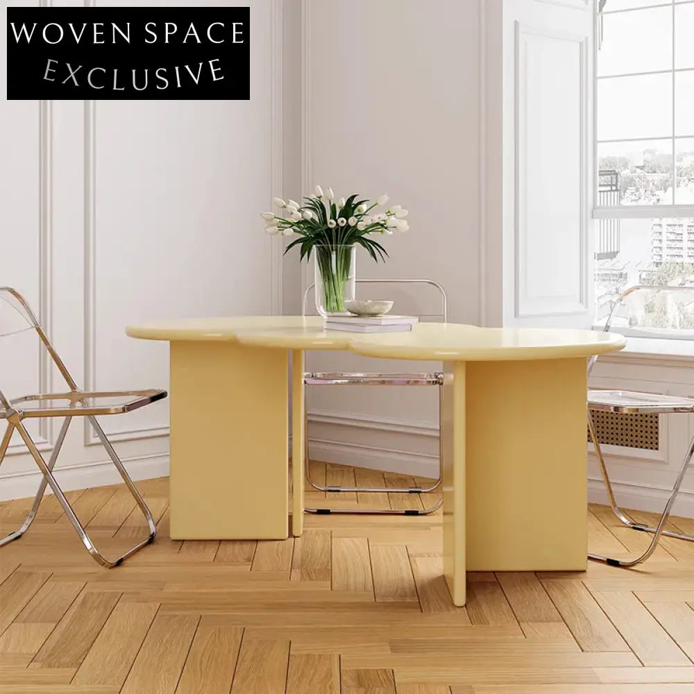 Modern Irregular Edge Solid Pine Wood Dining Table for Home Office