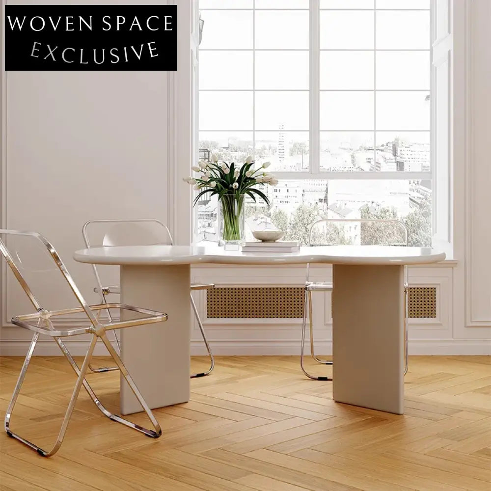 Modern Irregular Edge Solid Pine Wood Dining Table for Home Office