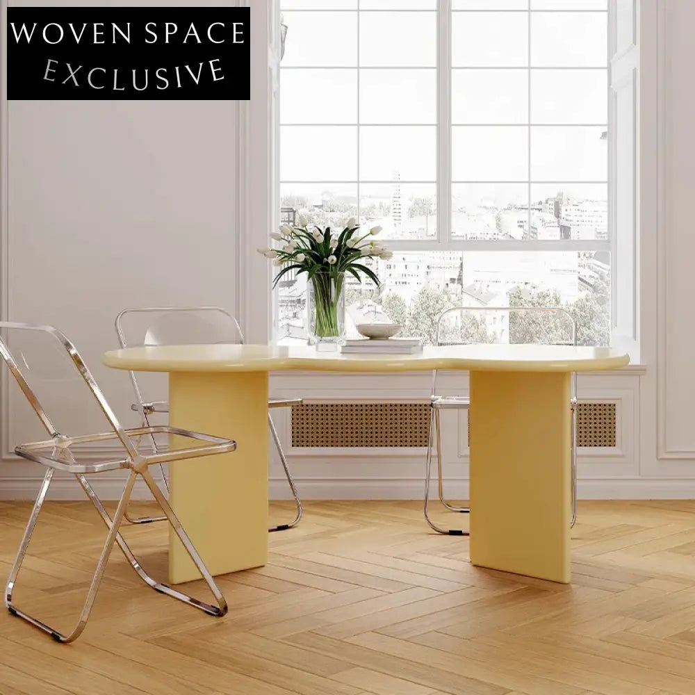 Modern Irregular Edge Solid Pine Wood Dining Table for Home Office