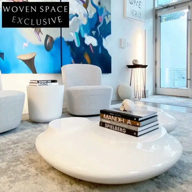 Modern Irregular Fiberglass Living Room Coffee Table - Unique Sculpted Statement