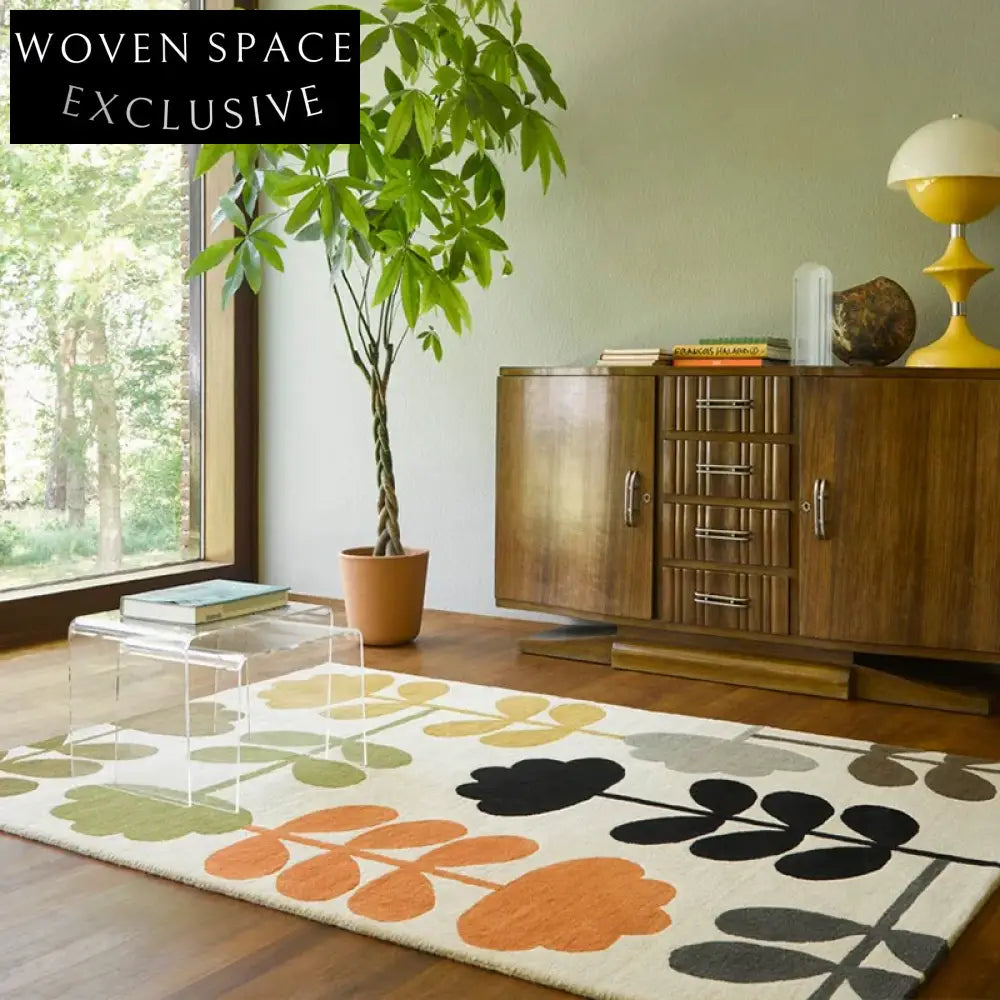 Modern Irregular Geometric Orange Polyester Fiber Area Rug for Living Room Bedroom