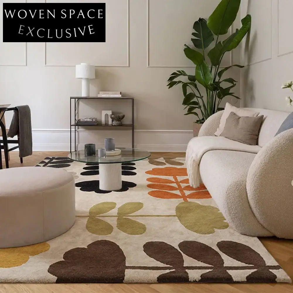 Modern Irregular Geometric Orange Polyester Fiber Area Rug for Living Room Bedroom