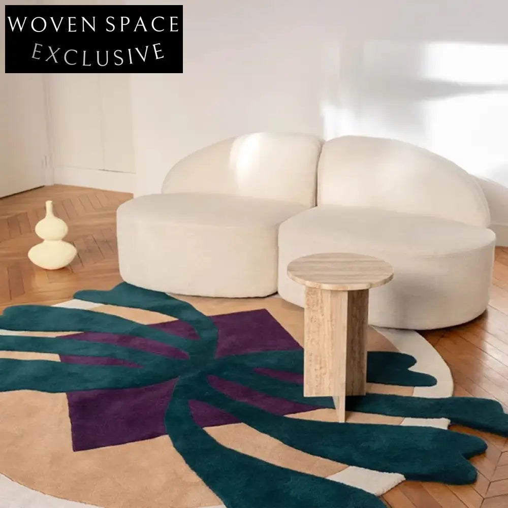 Modern Irregular Geometric Plush Area Rug, Soft Polyester Living Room Floor Carpet