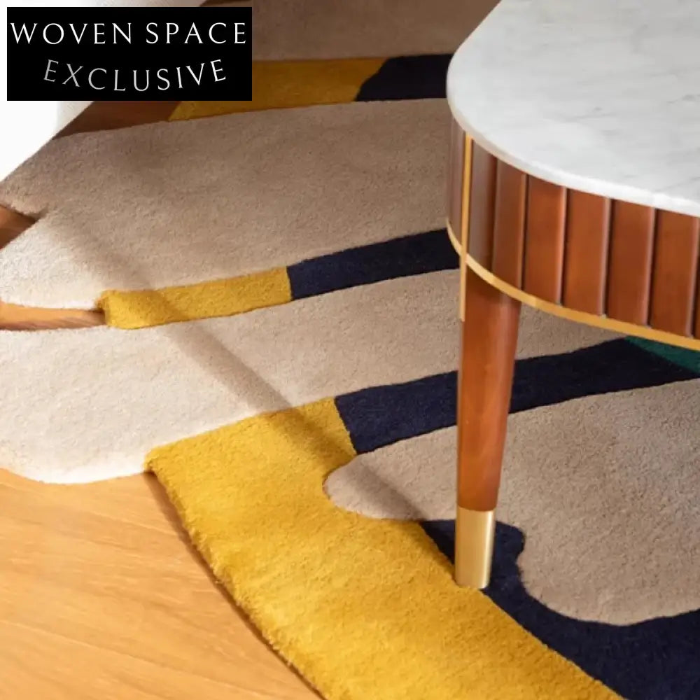 Modern Irregular Geometric Plush Area Rug, Soft Polyester Living Room Floor Carpet