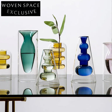 Modern Irregular Glass Flower Vase for Elegant Home, Hotel, Restaurant Decor