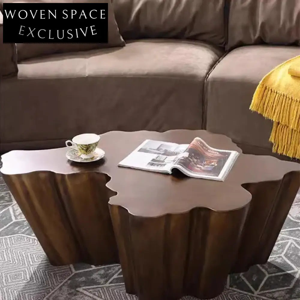 Modern Irregular Metal Coffee Table, Unique Polygonal Design for Luxury Living Room