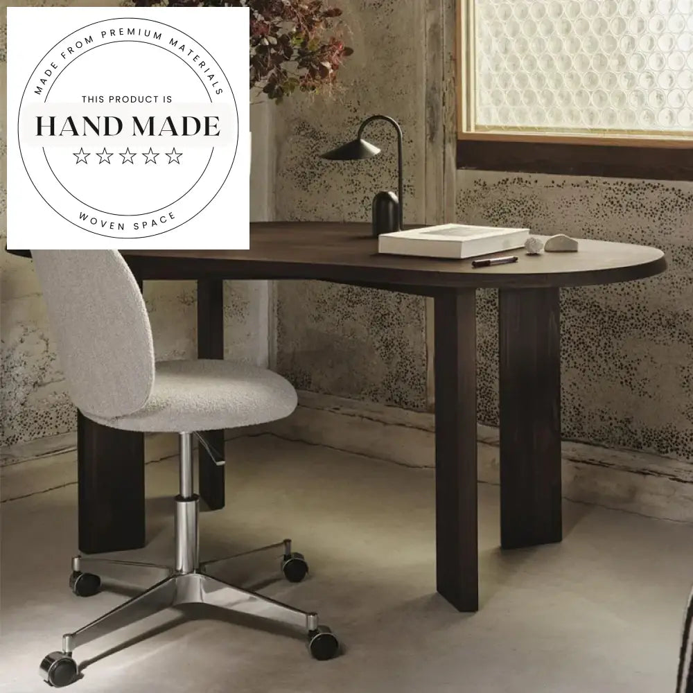 Modern Irregular Nut Brown Wooden Executive Writing Computer Gaming Desk