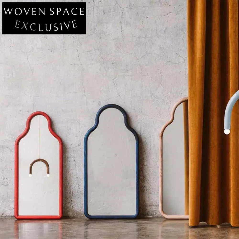 Modern Irregular Shape Wood Edge Full Length Floor Mirror for Home Decor