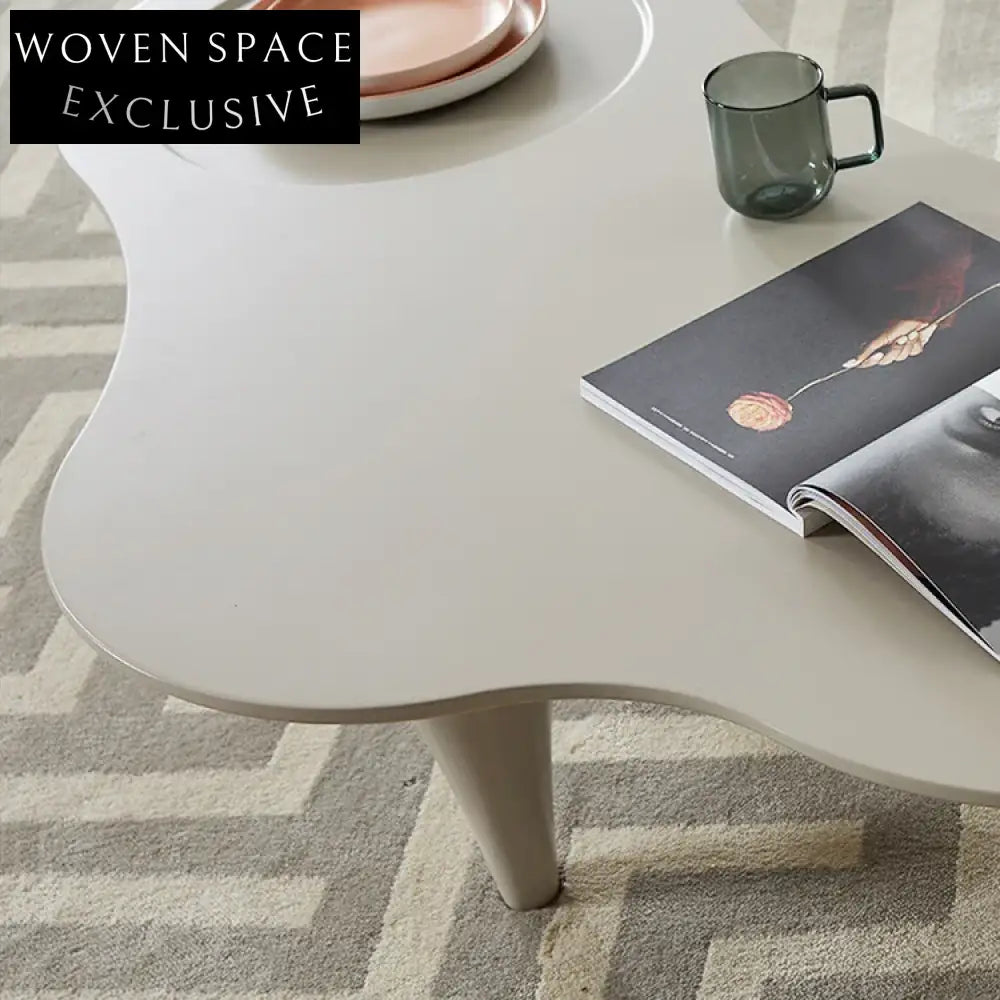 Modern Irregular White Plywood Living Room Wooden Coffee Tea Table