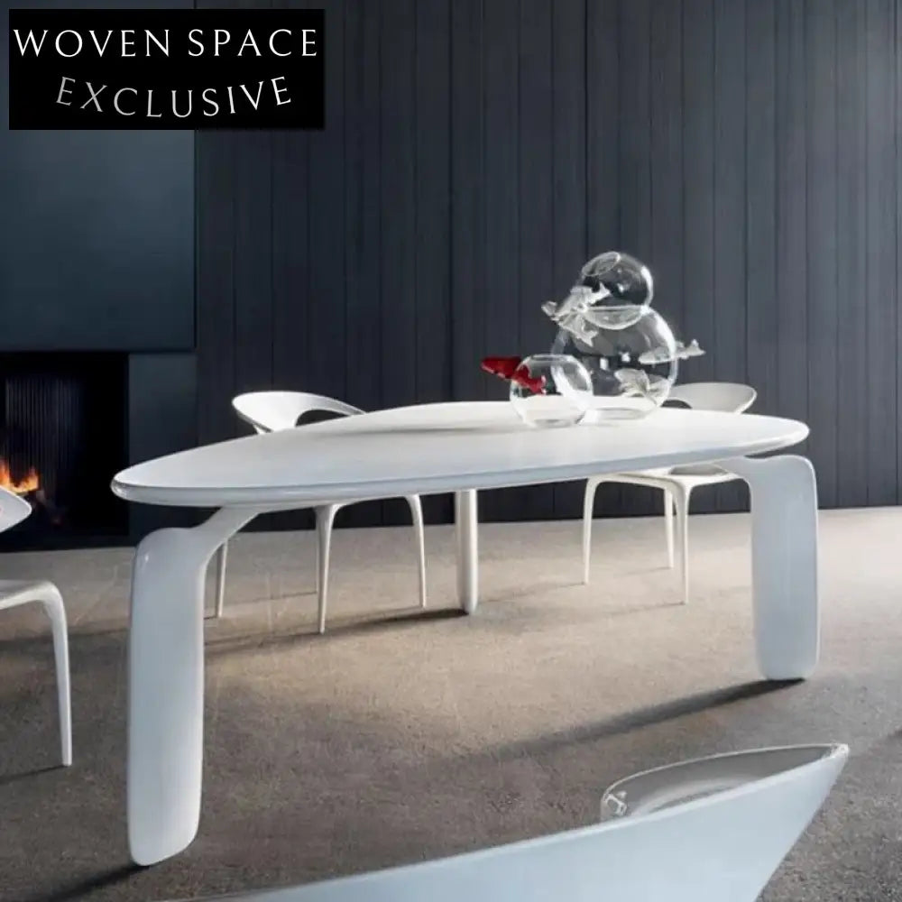 Modern Irregular White Wood Designer Triangle Dining Table