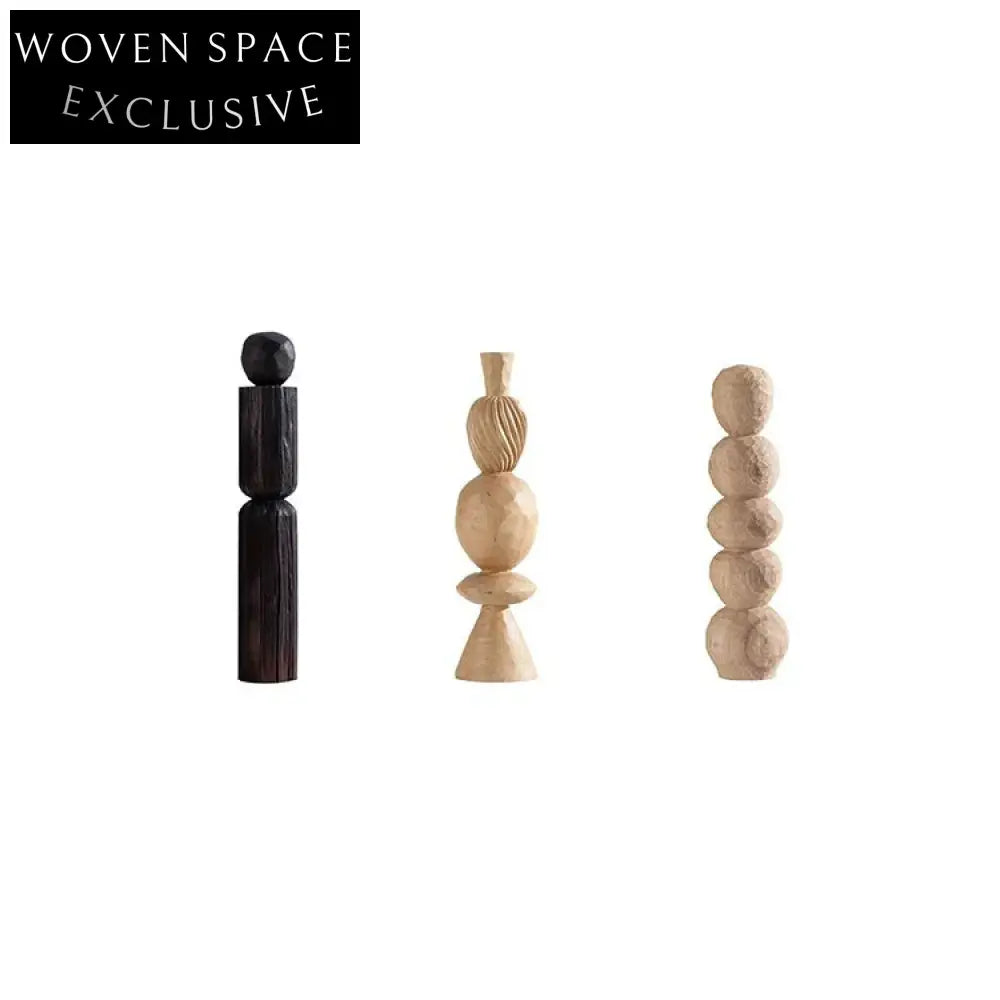 Modern Irregular Wooden Table Ornament for Home Decor - Small Black Decoration