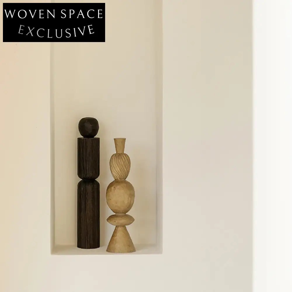 Modern Irregular Wooden Table Ornament for Home Decor - Small Black Decoration